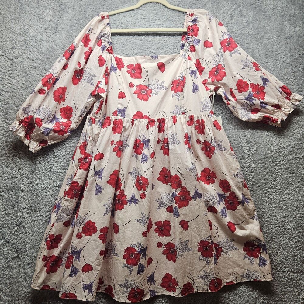Hyacinth House White Veronica Floral Dress Size 2XL Puff Sleeve Mini